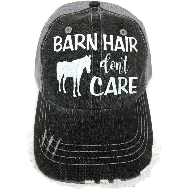Baseball Caps White Glitter Barn Hair Don't Care Distressed Look Grey Trucker Cap Hat Farm - CU12O30RSPG $25.58