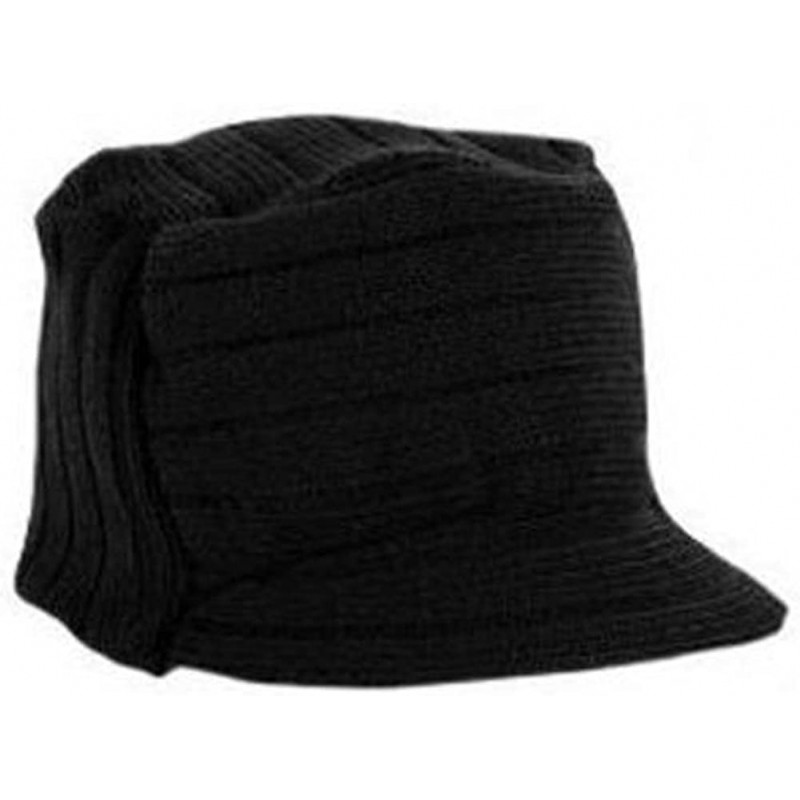 Skullies & Beanies Beanie Cap with Bill Hat- Black- One Size - C41110L4E9X $14.99