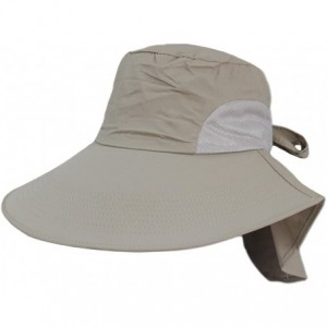 Sun Hats Women Wide Brim Floppy Mesh Beach Travel Sun Bowknot Face Neck UV Hat Visor Cap - Khaki - CN12D7V44NJ $15.62