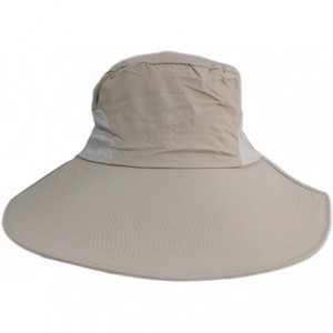 Sun Hats Women Wide Brim Floppy Mesh Beach Travel Sun Bowknot Face Neck UV Hat Visor Cap - Khaki - CN12D7V44NJ $15.62