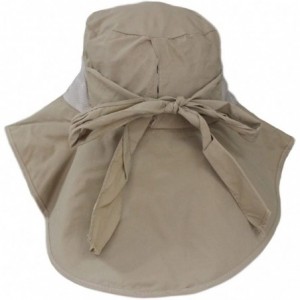 Sun Hats Women Wide Brim Floppy Mesh Beach Travel Sun Bowknot Face Neck UV Hat Visor Cap - Khaki - CN12D7V44NJ $15.62