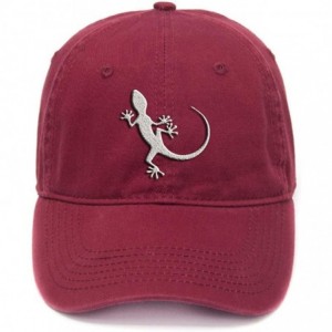 Baseball Caps Unisex Baseball Cap-Lizard Flock Printing Washed Cotton Adjustable Twill Low Profile Plain Hats - Garnet - CI19...