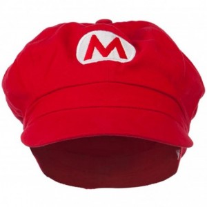 Newsboy Caps Big Size Circle Mario and Luigi Embroidered Cotton Newsboy Cap - Red - CX11ND5IN69 $40.20