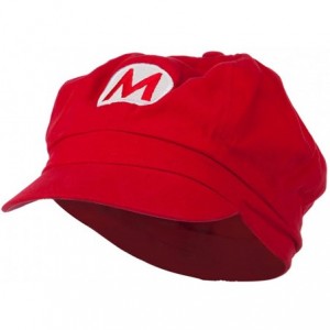 Newsboy Caps Big Size Circle Mario and Luigi Embroidered Cotton Newsboy Cap - Red - CX11ND5IN69 $16.40