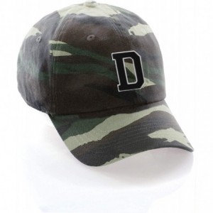 Baseball Caps Customized Letter Intial Baseball Hat A to Z Team Colors- Camo Cap White Black - Letter D - C018NDN946U $24.56