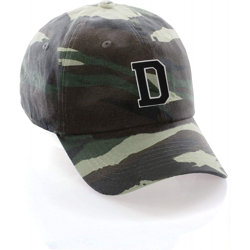 Baseball Caps Customized Letter Intial Baseball Hat A to Z Team Colors- Camo Cap White Black - Letter D - C018NDN946U $11.79