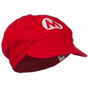 Newsboy Caps Big Size Circle Mario and Luigi Embroidered Cotton Newsboy Cap - Red - CX11ND5IN69 $16.40