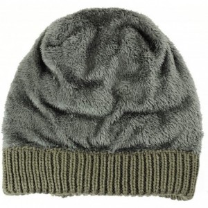 Skullies & Beanies Cable Knit Beanie Slouchy Hats Fleece Lined Cuff Toboggan Crochet Winter Cap Warm Hat Womens Mens - Dark G...
