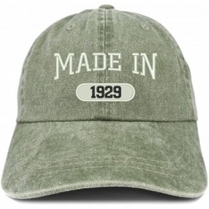 Baseball Caps Made in 1929 Embroidered 91st Birthday Washed Baseball Cap - Olive - CN18C7HXZEE $40.46