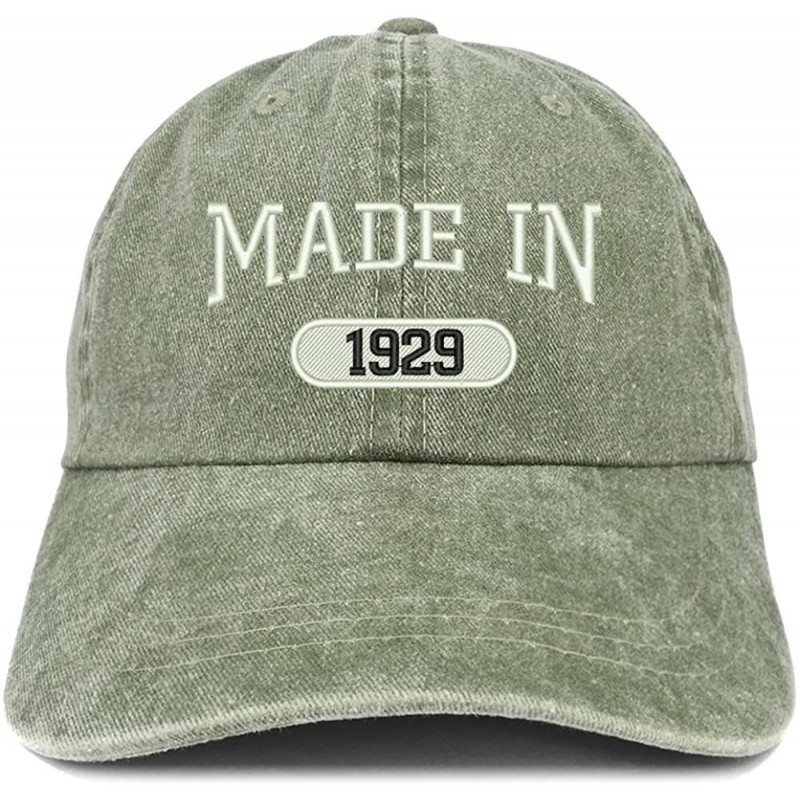 Baseball Caps Made in 1929 Embroidered 91st Birthday Washed Baseball Cap - Olive - CN18C7HXZEE $22.03