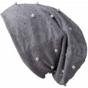 Skullies & Beanies Women Beading Pearls Ruffle Hat Cancer Chemo Beanie Scarf Turban Wrap Cap - Khaki - CP18QZSYEMS $7.15