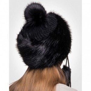 Bomber Hats Faux Fur Mongolian Hat for Women - Fun- Warm & Different Russian Hat - Black Fox - CO11GX50TUT $26.37