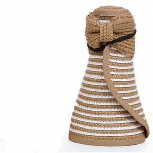 Sun Hats Women & Girls Foldable Roll Up Wide Brim Visor Hat Sports Beach Straw Hat Stripe Sun Cap - Girl Khaki - CK18EHTKLCE ...