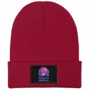 Skullies & Beanies Warm Solid Color Colorful-Rainbow-Taco-Bell-Logo-Knit Beanie Caps Headwear for Adult Mens Womens - Red-6 -...