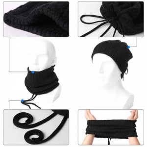 Skullies & Beanies Unisex Knit Beanie Visor Cap Winter Hat Fleece Neck Scarf Set Ski Face Mask 55-61cm - 99710-black - CE18LL...
