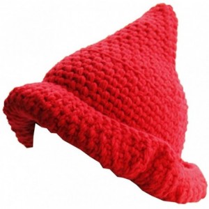 Skullies & Beanies Trendy XU Creative Women Pointy Hat Knitted Cap Warm Cone Witch Hat - Red - CH129L8BU07 $14.33