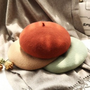 Berets Classic French Artist Beret for Women Wool Beret Hat Solid Color - Orange - CZ18KNCR2L9 $19.89