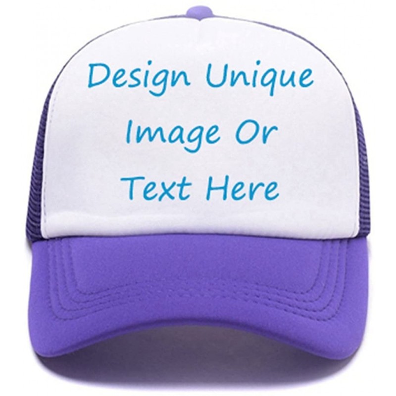 Baseball Caps Customized Trucker Hat Personalized Baseball Cap Adjustable Snapback Men Women Sports Hat - Trucker Purple - C8...