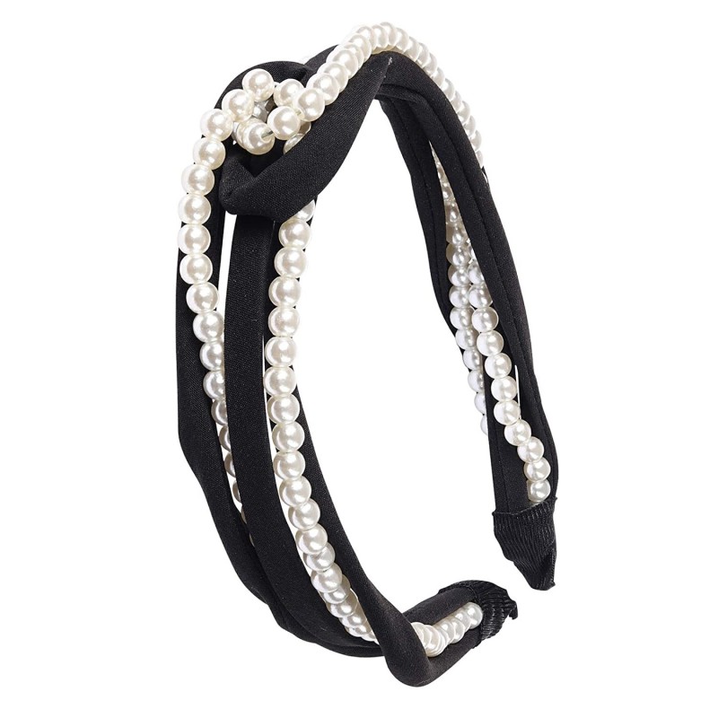 Headbands Ladies Trendy Stylish Top-knot Headband Elegant Hair Accessory (Black) - Black - CF18UAM446T $20.27