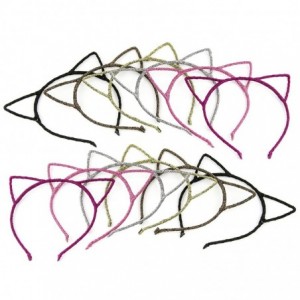 Headbands Multicolor Glitter Trendy Cat Ear Headband Accessories 12PC Set - CJ18C90I6WH $7.99