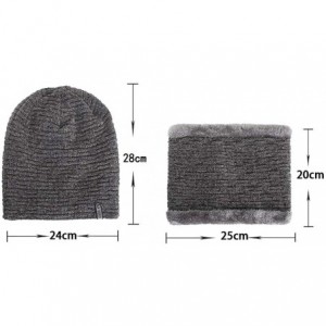 Skullies & Beanies 2PCS Set Unisex Knitted Thick Cap Hedging Head Hat Beanie Warm Caps+Neck Warmers Suit - Khaki - CU18L3CLEZ...