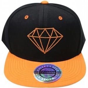Baseball Caps Diamond Snapback Cap - Black/Orange - CV18CLNZ2US $30.86
