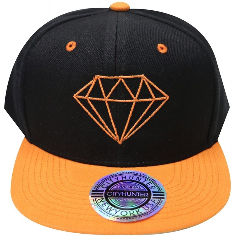 Baseball Caps Diamond Snapback Cap - Black/Orange - CV18CLNZ2US $11.26