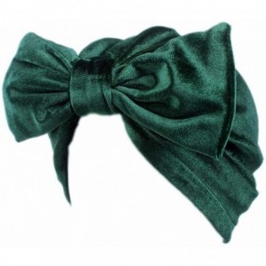 Skullies & Beanies Women Solid Bow Pre Tied Cancer Chemo Hat Beanie Turban Stretch Head Wrap Cap - Green - C4185YDAQ5G $20.21