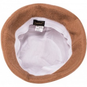 Bucket Hats Womens 1920s Gatsby Wool Flower Band Beret Beanie Cloche Bucket Hat A374 - Camel - CK12M2Q22MF $15.09