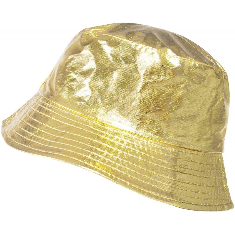 Rain Hats Waterproof Vinyl Bucket Rain Hat - 14- Plain Gold - C9196C2QR0I $30.46
