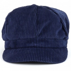 Newsboy Caps Corduroy Textured Newsboy Style Cheyenne Cap - Navy - CM18D8OYZNW $11.85