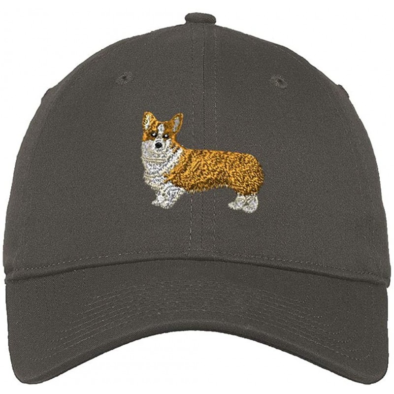 Baseball Caps Custom Soft Baseball Cap Pembroke Welsh Corgi Dog B Embroidery Twill Cotton - Dark Grey - CP18SIMQKH5 $13.06