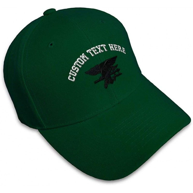 Baseball Caps Custom Baseball Cap Navy Seal Black Logo Embroidery Dad Hats for Men & Women - Forest Green - CI18SDLA54O $20.23