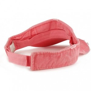 Visors Frayed Pigment Dyed Garment Washed Distressed Adjustable Visor Cap - Coral - CO1858W2SEO $12.05