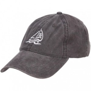 Baseball Caps Sailboat and Wave Embroidered Pigment Dyed Cap - Black - CW126E5RYMX $24.56