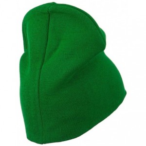 Skullies & Beanies Big Size Superior Cotton Short Knit Beanie - Green - CZ11IH3IA2N $23.07