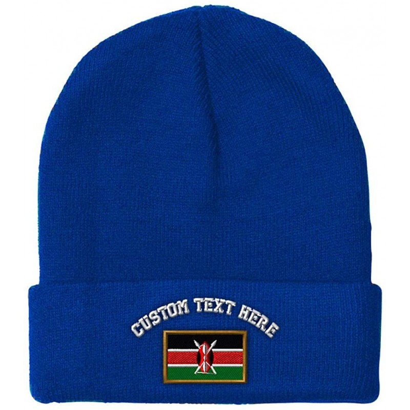 Skullies & Beanies Custom Beanie for Men & Women Kenya Embroidery Acrylic Skull Cap Hat - Royal Blue - CC18ZRASQ3T $13.66