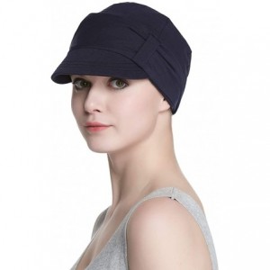 Newsboy Caps Breathable Bamboo Lined Cotton Hat and Scarf Set for Women - Navy Peach Blossom - CC18NNX5H4H $13.18