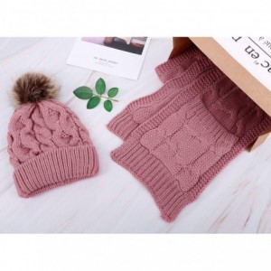 Skullies & Beanies Women Winter Warm Braided Cable Knit Beanie Scarf Set - Pink - C018EL80S20 $30.79