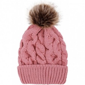 Skullies & Beanies Women Winter Warm Braided Cable Knit Beanie Scarf Set - Pink - C018EL80S20 $30.79