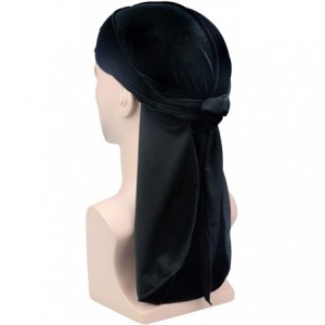 Skullies & Beanies 4 Pcs Unisex Velvet Durag Extra Long-Tail Du Rags Wide Straps for Men Waves - Style3 - C918Z2TUGY4 $13.11