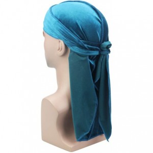 Skullies & Beanies 4 Pcs Unisex Velvet Durag Extra Long-Tail Du Rags Wide Straps for Men Waves - Style3 - C918Z2TUGY4 $13.11