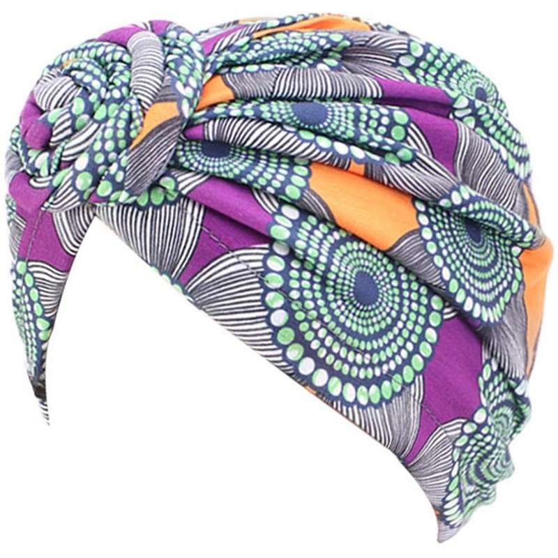 Skullies & Beanies Women Turban Hat Hair Wrap African Jersey Magic Headband Turbans Headwrap Bohemian Boho Chemo Cap - Purple...