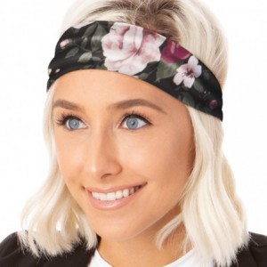 Headbands Adjustable Stretchy Printed Headbands - 5pk Black/Grey/Floral/Charocoal/Grey Xflex - CY197GH8W6Y $20.10