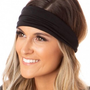 Headbands Adjustable Stretchy Printed Headbands - 5pk Black/Grey/Floral/Charocoal/Grey Xflex - CY197GH8W6Y $20.10