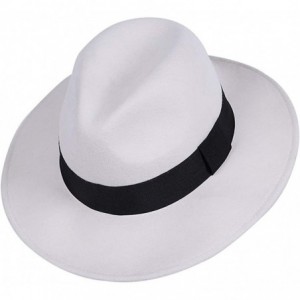 Fedoras Wool Felt Wide Brim Fedora Hats for Women Men - White - CM198COEX33 $63.43