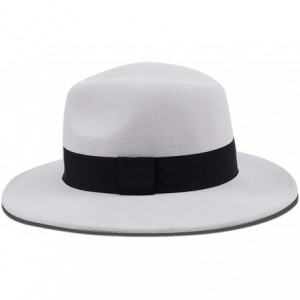 Fedoras Wool Felt Wide Brim Fedora Hats for Women Men - White - CM198COEX33 $39.54