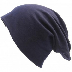 Skullies & Beanies Unisex Women Thin Solid Baggy Slouchy Oversized Cotton Sleep Beanie Hat Skull Cap - Navy - C412LZVFKIV $8.99