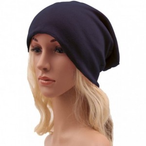 Skullies & Beanies Unisex Women Thin Solid Baggy Slouchy Oversized Cotton Sleep Beanie Hat Skull Cap - Navy - C412LZVFKIV $8.99