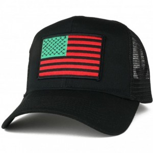 Baseball Caps USA American Flag Patch Snapback Trucker Mesh Cap - Black - Red/Black/Green - C512O4384JA $26.09
